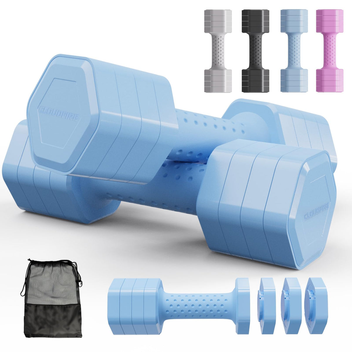 Adjustable 4 in 1 Dumbbell Set of 2, 5 lb Z375
