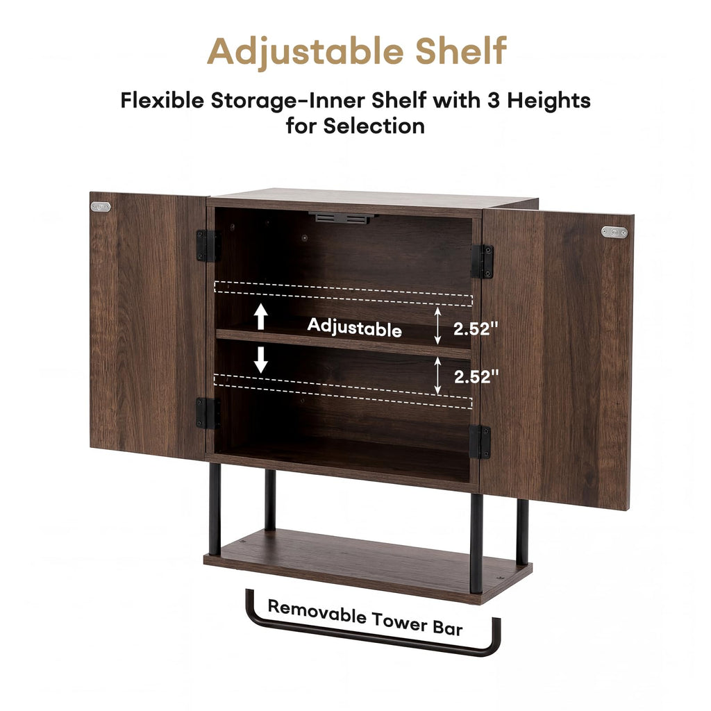 Farmhouse Fluted Wood Wall Mounted Bathroom Cabinet with Adjustable Shelf B86639