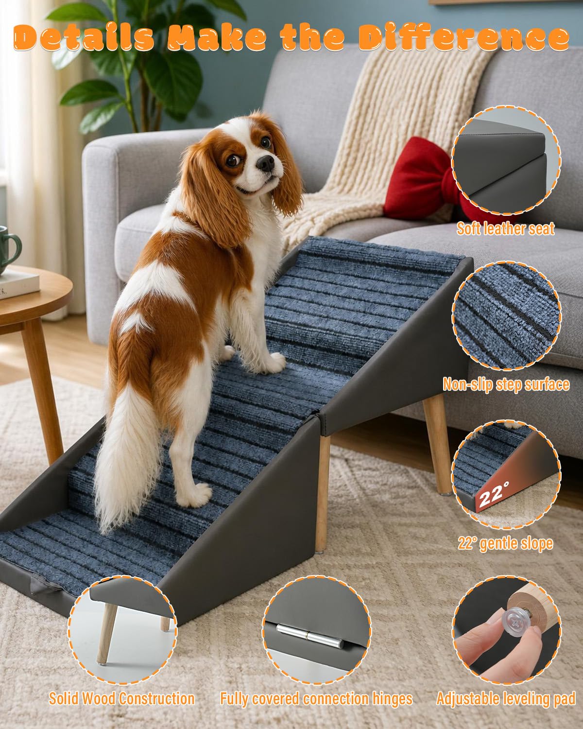 Foldable 4 Steps Non-Slip Pet Stairs T384798