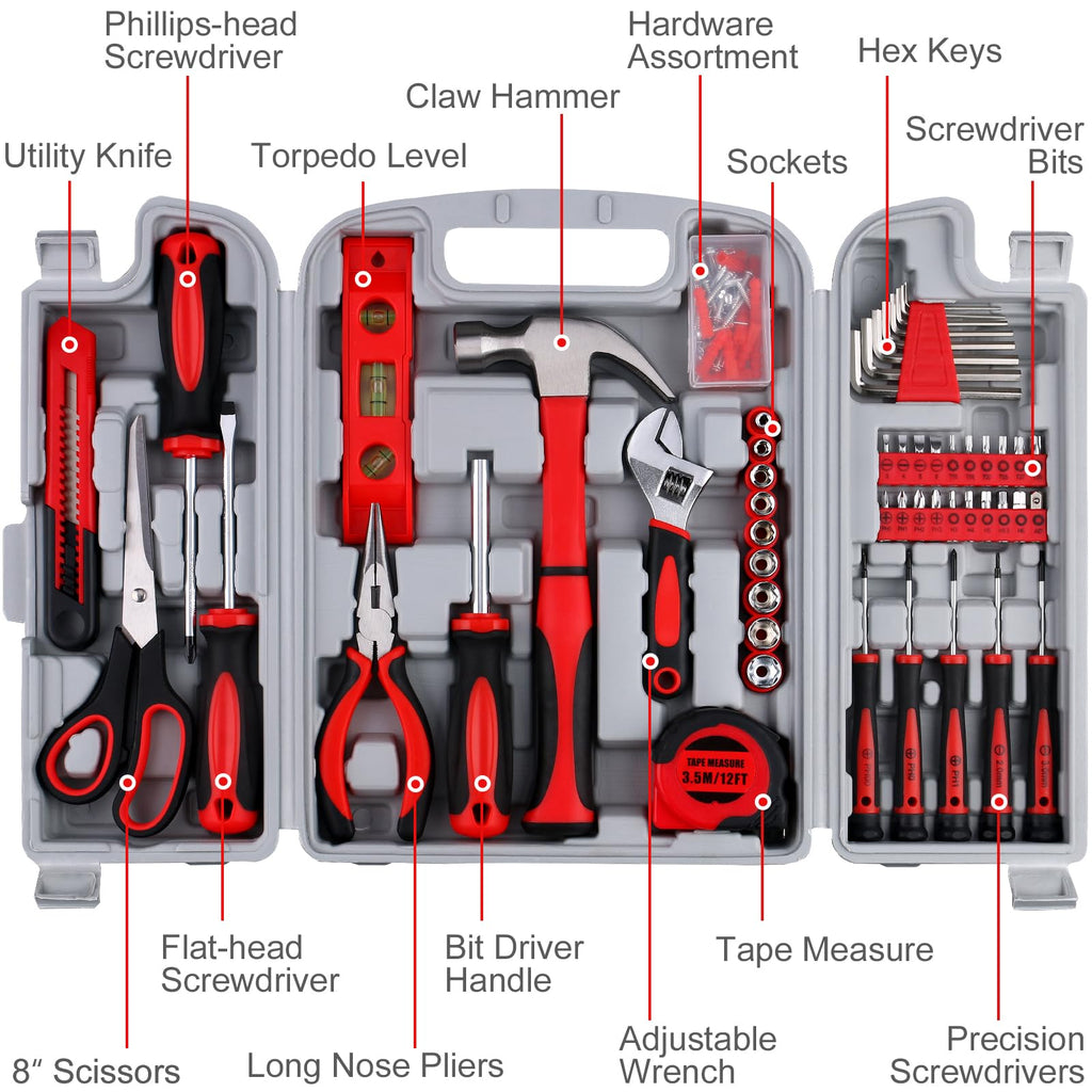 156-Piece All-Purpose Home Tool Kit in Foldable Toolbox A52813