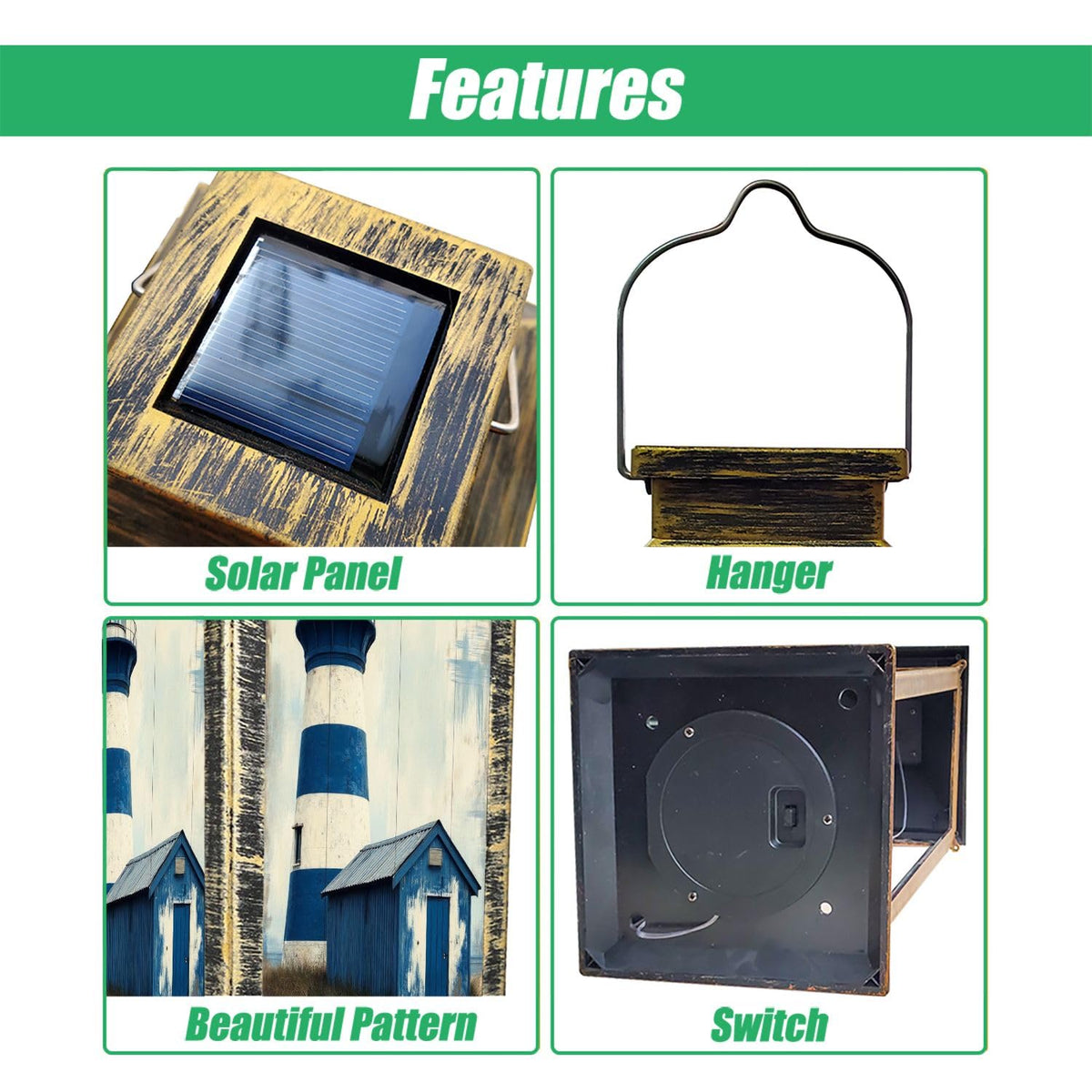 Navy Blue Coastal Solar Lantern X893