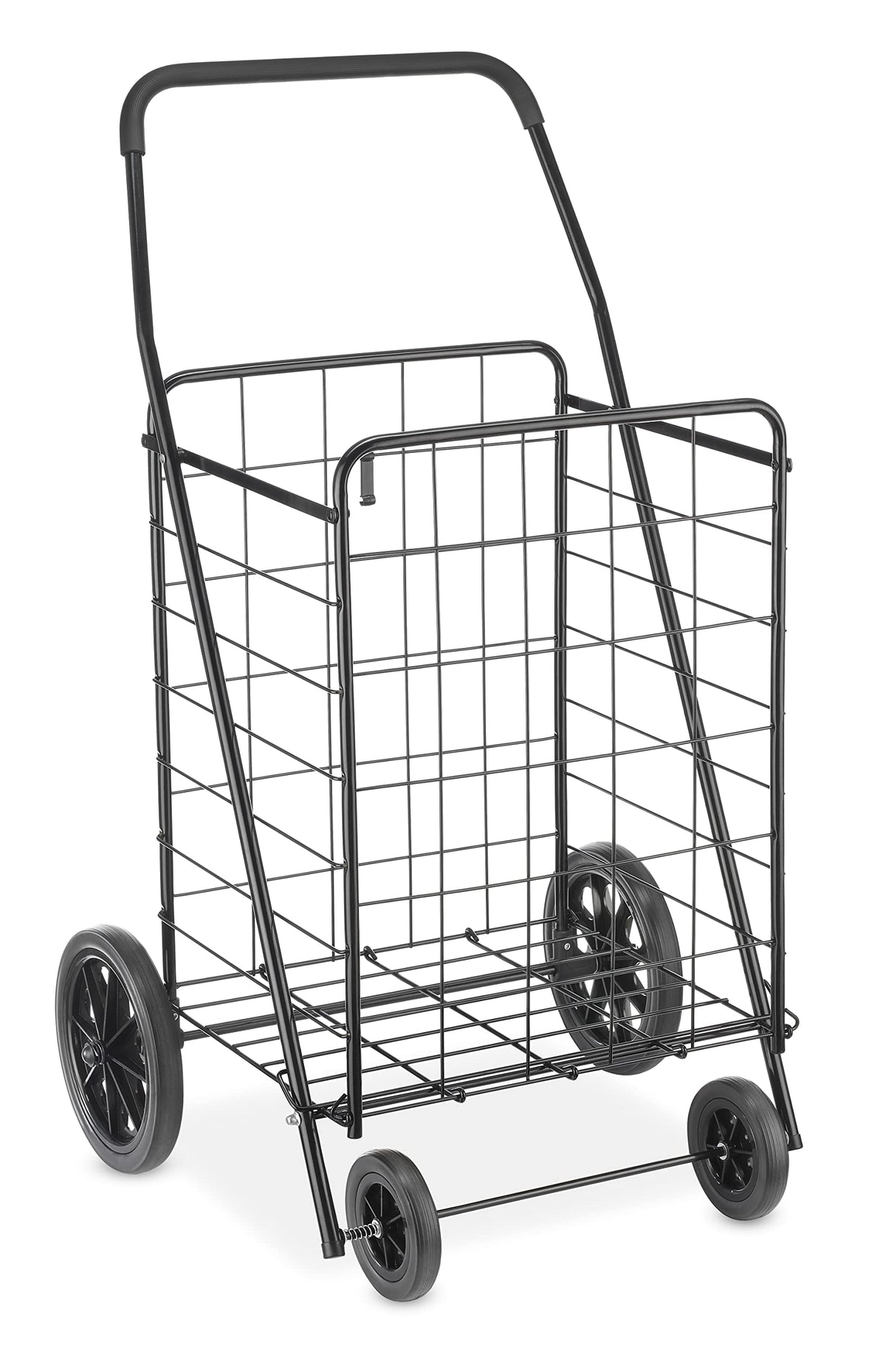 Extra Large Foldable Shopping Cart with Wheels, 100 Lb Capacity, Steel Frame, Black E221