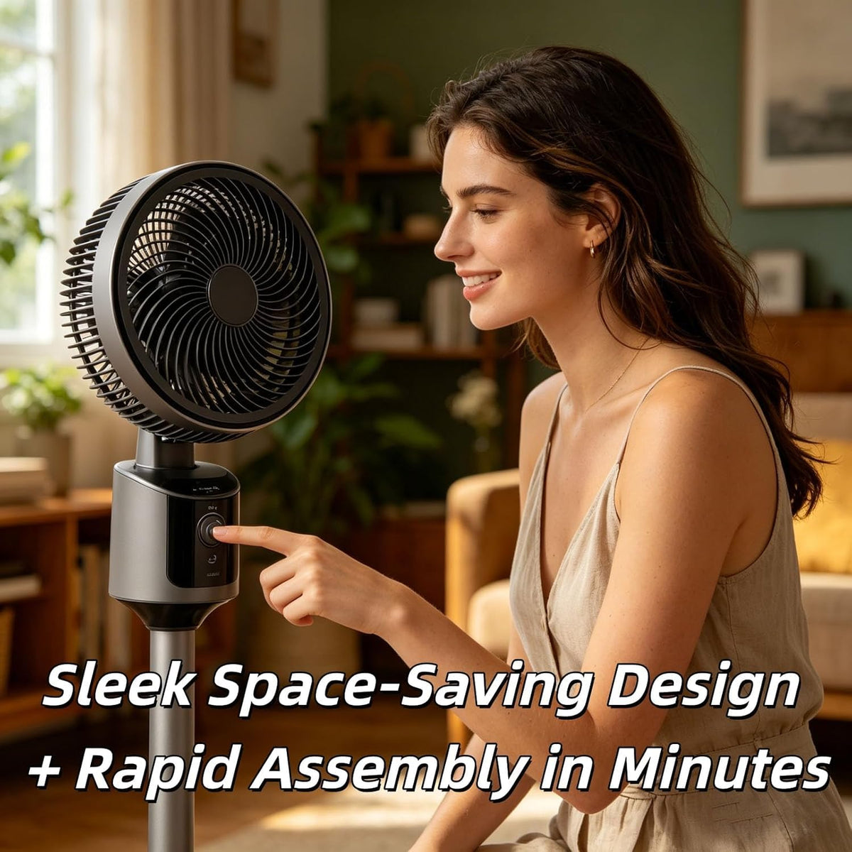 Standing Fan with 90° Oscillation, 3 Speeds, Adjustable Height S688921