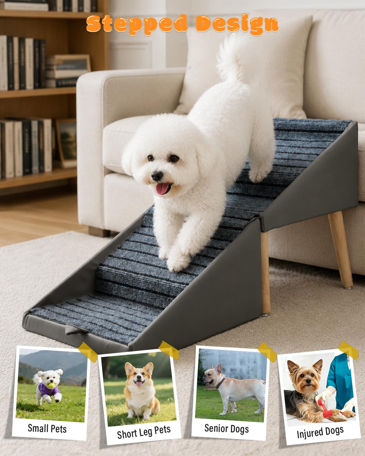 Foldable 4 Steps Non-Slip Pet Stairs T384798