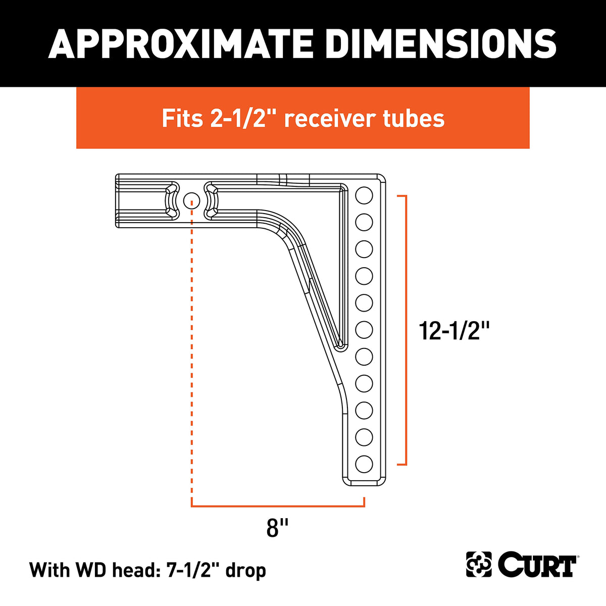 Weight Distribution Hitch Replacement Shank 2-1/2" Receiver 8" Drop Y1344