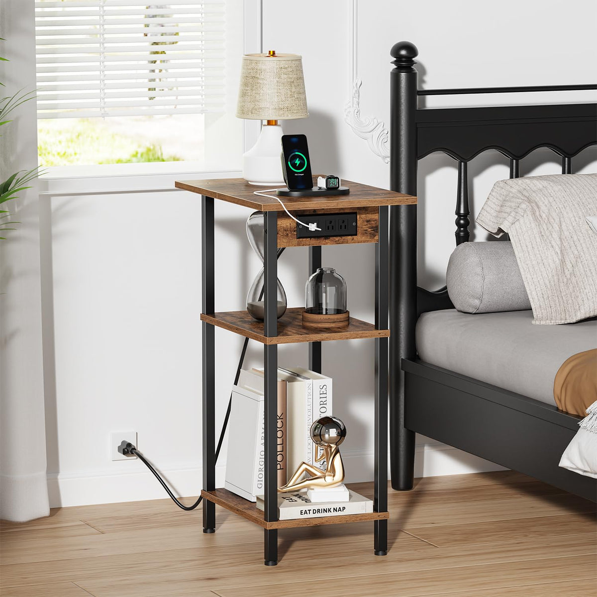 Tall End Table with Charging Station W916