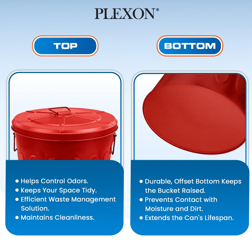 20 Gallon Red Metal Trash Can with Lid J24747