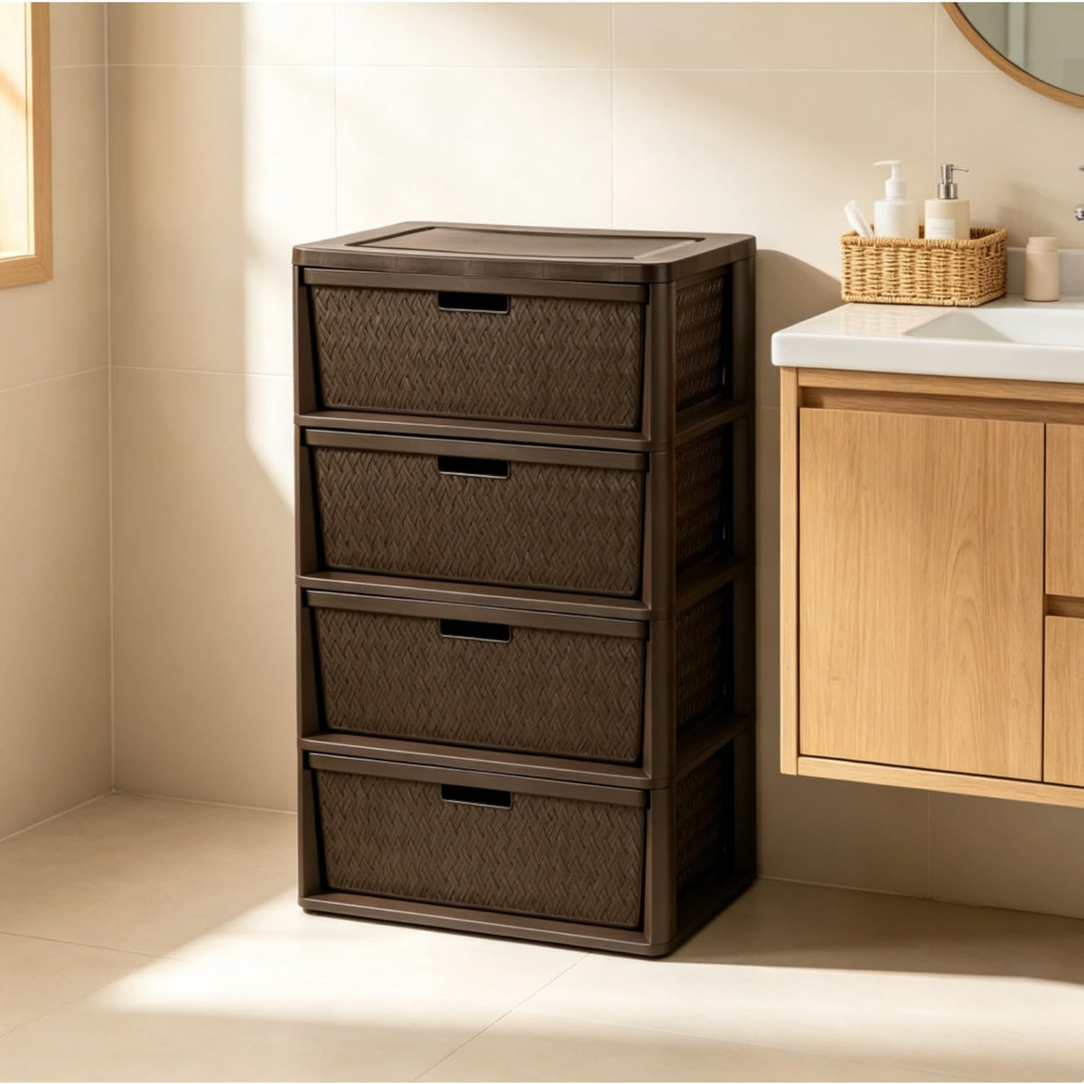 Brown Plastic Storage Organizer Tower V341
