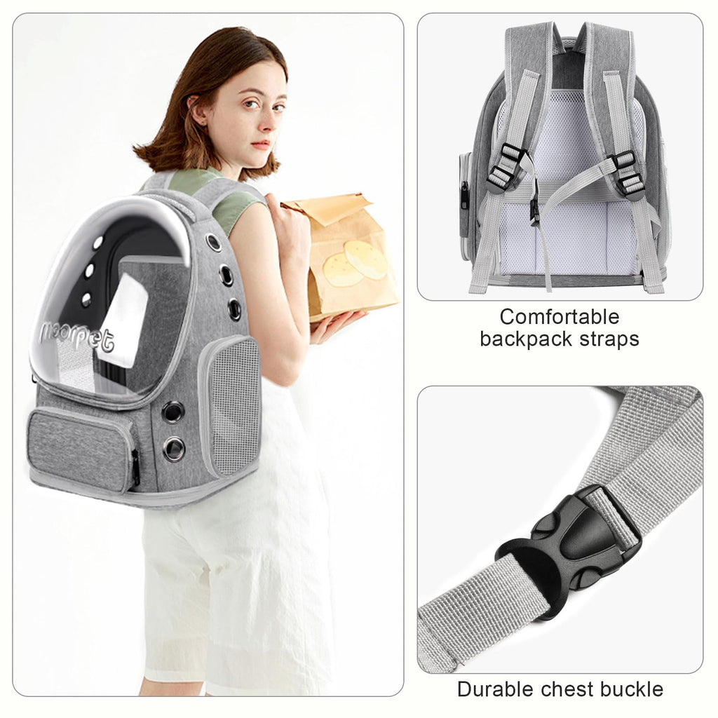 Breathable Cat Bubble Backpack Large Space Pet Carrier Backpack Expandable for Kitty Dog, Foldable Airline Approved Cat Backpack, Transparent PetTravel Backpack Up to 20 lbs (Green) (Grey) Q98557