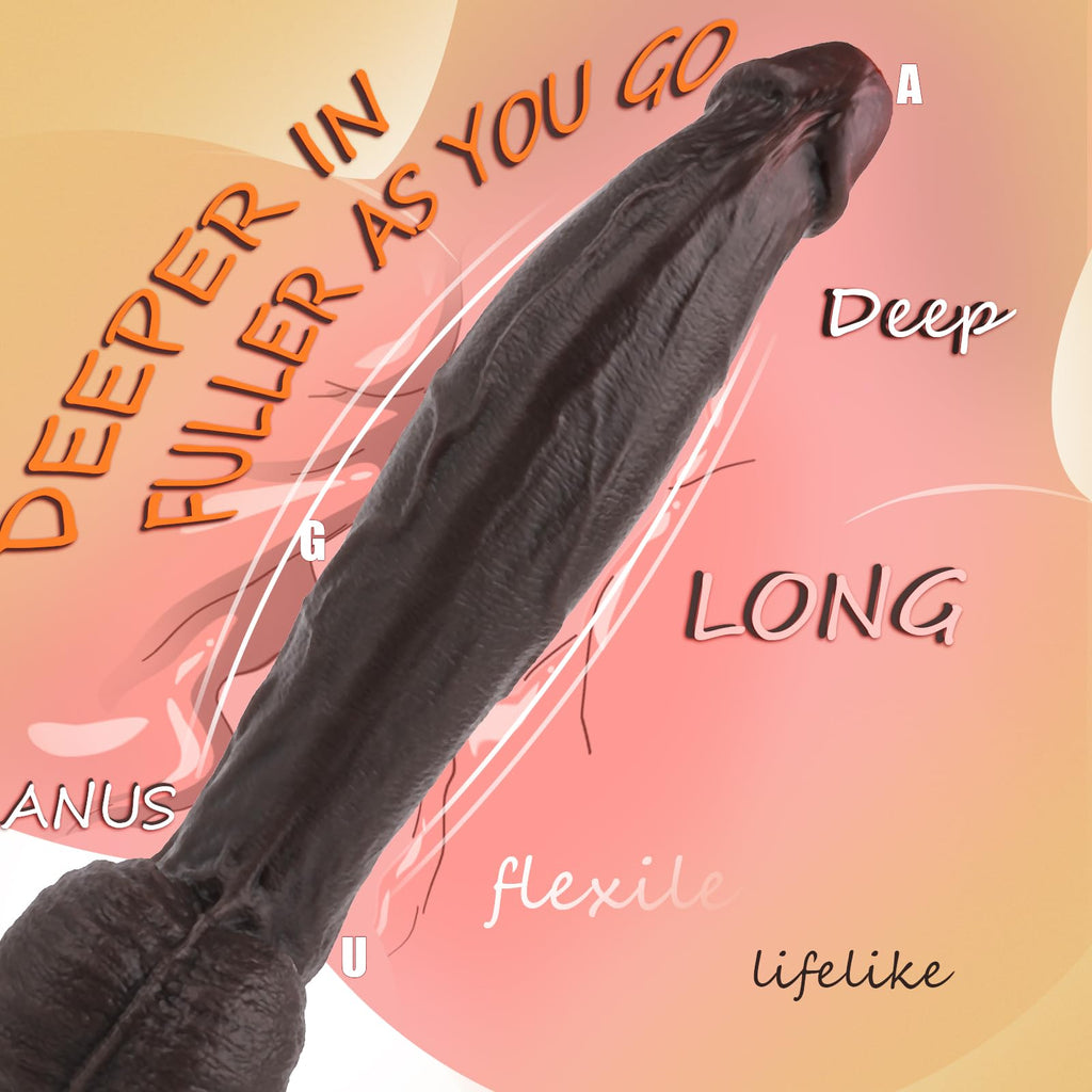 11.6 Inch Black Silicone Dildo L515