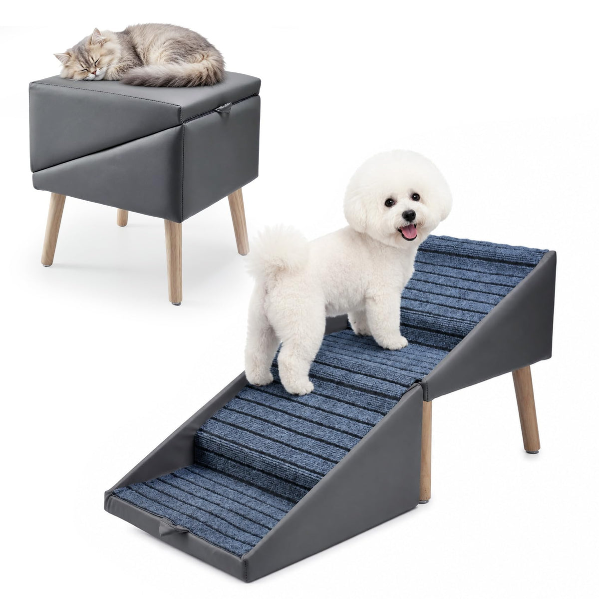 Foldable 4 Steps Non-Slip Pet Stairs T384798