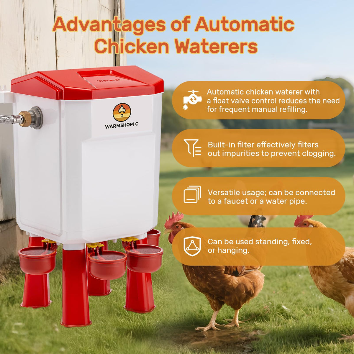 Automatic Chicken Waterer with Stainless Steel Hose J658