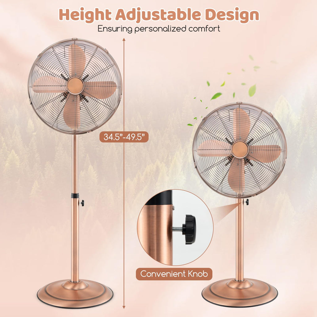 16" Metal Pedestal Fan with Adjustable Height A73894