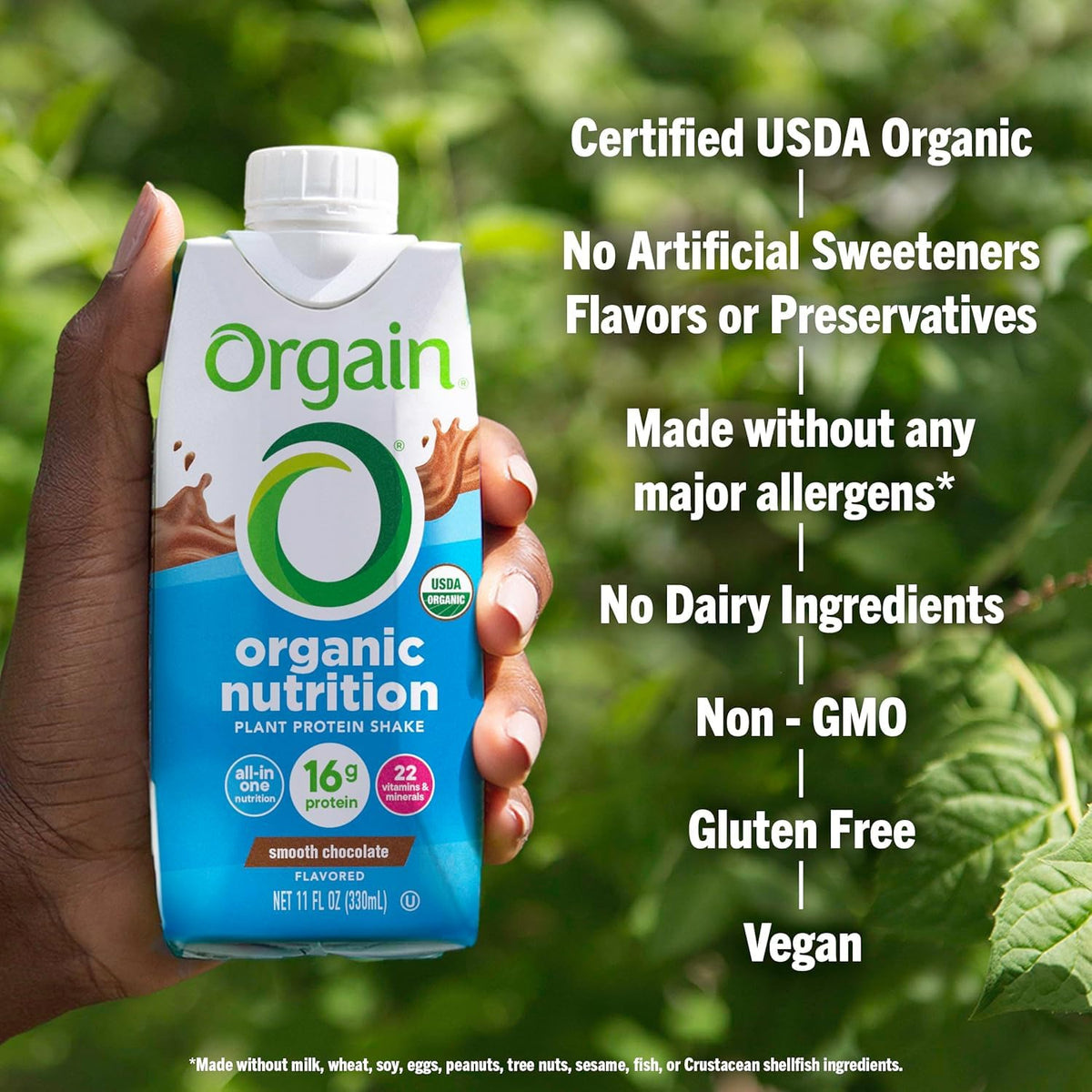 Organic Vegan Protein Shake Smooth Chocolate & Vanilla Bean 16g 11 Fl Oz D134864