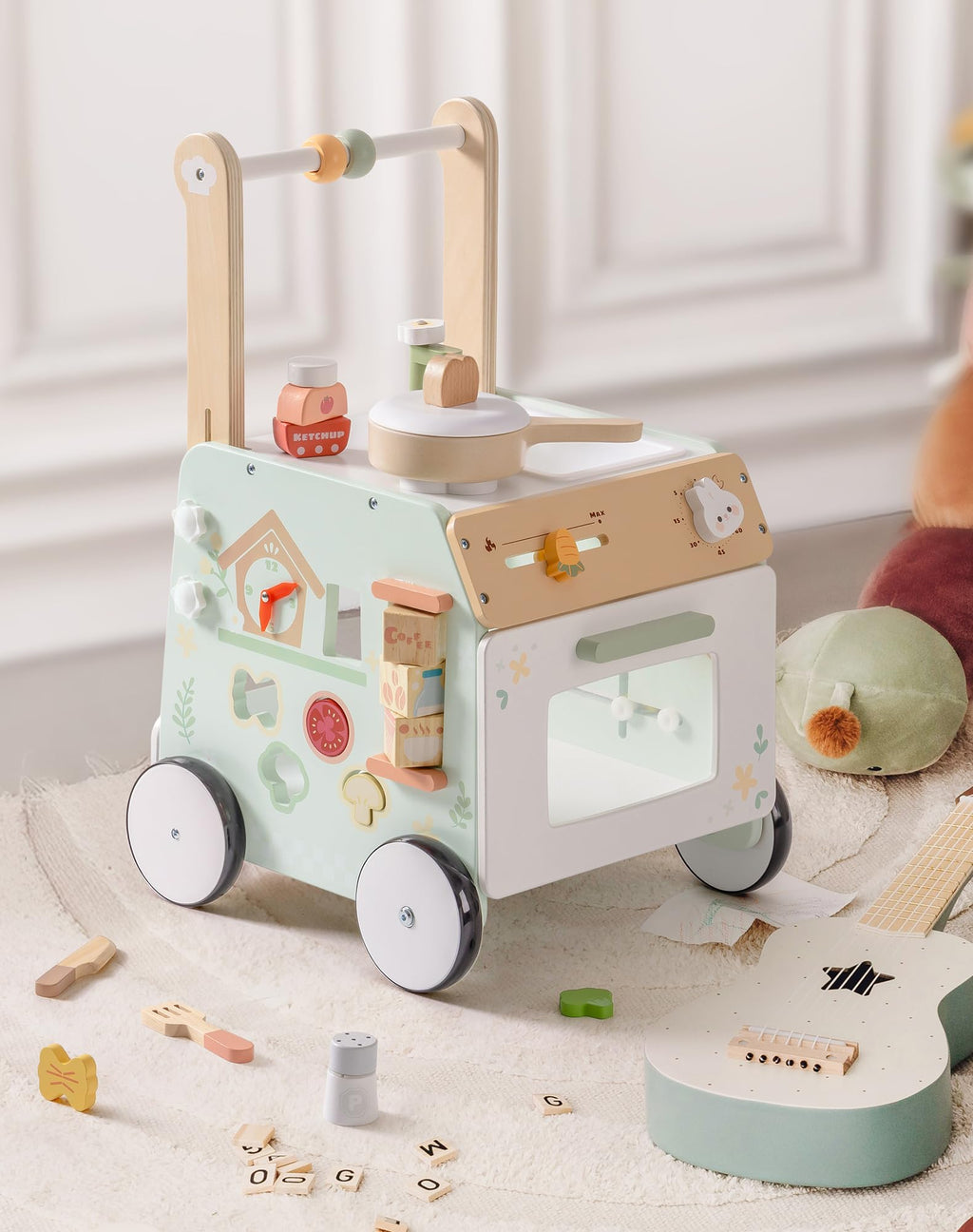 Wooden Baby Push Walker with Decelerator W225889