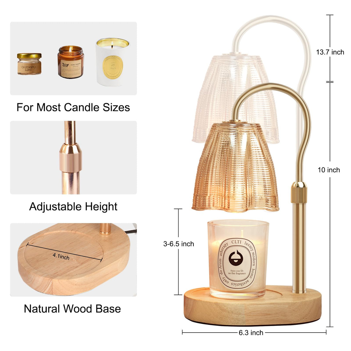 Adjustable Candle Warmer Lamp with Timer & Dimmer Z5807