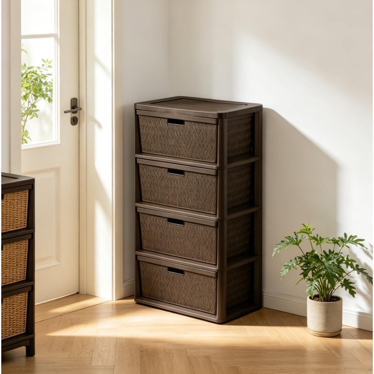 Brown Plastic Storage Organizer Tower V341