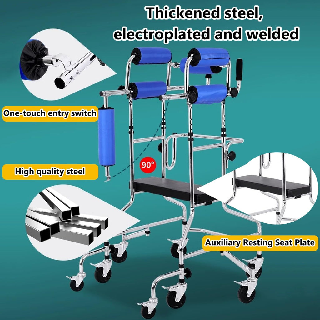 Foldable Adult Walker with 8 Wheels and Seat Q140341