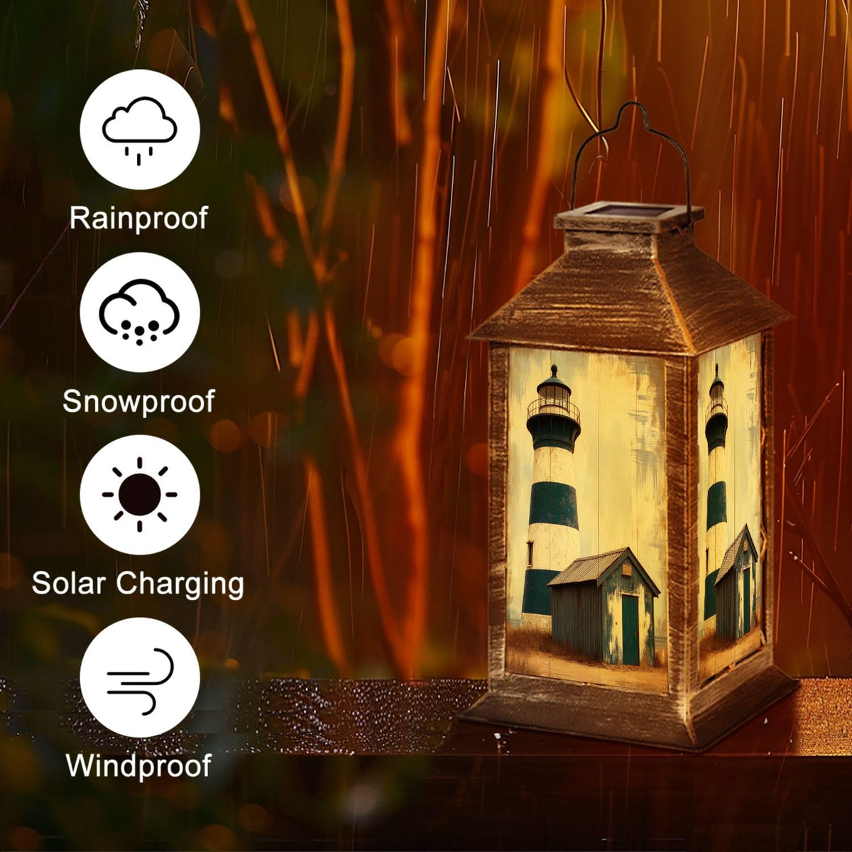 Navy Blue Coastal Solar Lantern X893