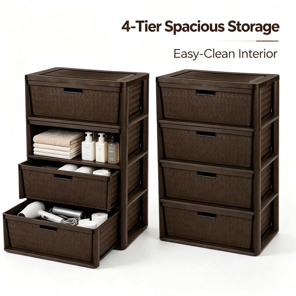 2 Pack Wide 4 Drawer Plastic Storage Tower H257703