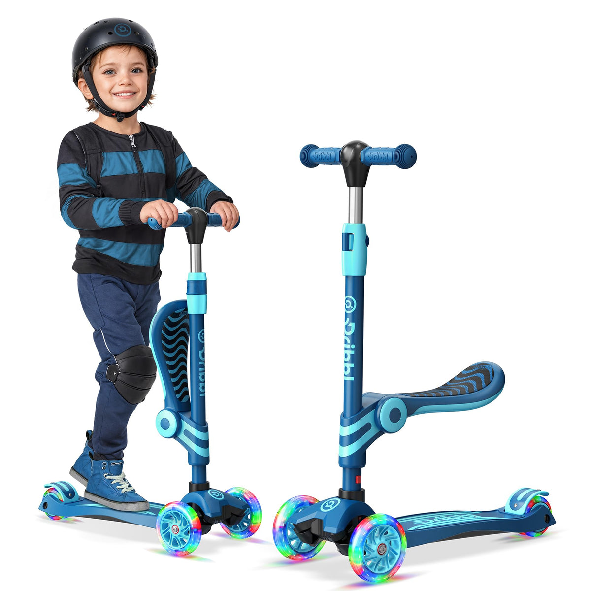 Blue 3 Wheel Scooter with Seat for Kids L67440
