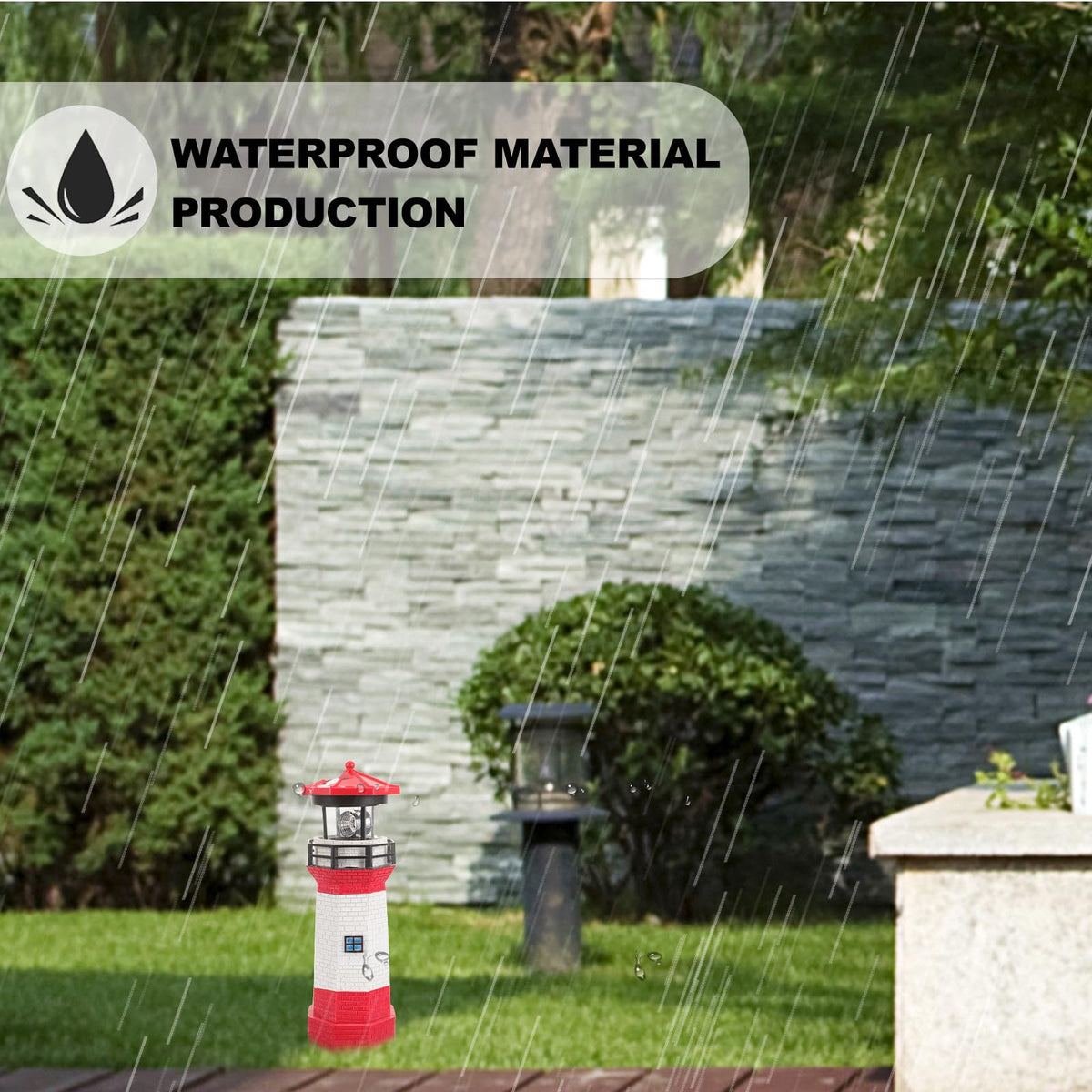 Solar Powered Rotating Lighthouse Resin LED Light R983416