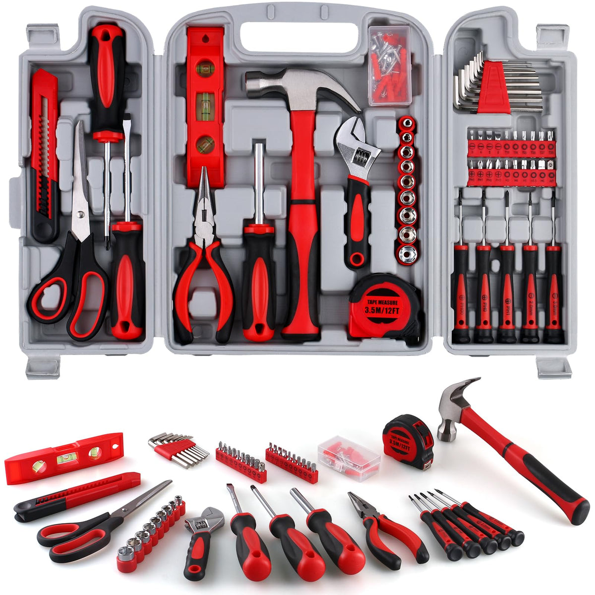 156-Piece All-Purpose Home Tool Kit in Foldable Toolbox A52813
