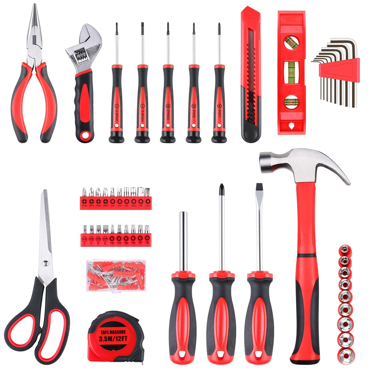 156-Piece All-Purpose Home Tool Kit in Foldable Toolbox A52813