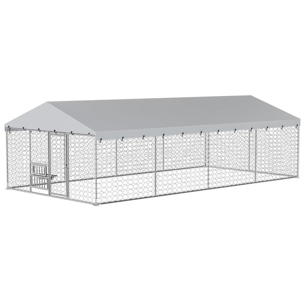 10×20FT Heavy Duty Chain Link Dog Kennel with Roof E374088