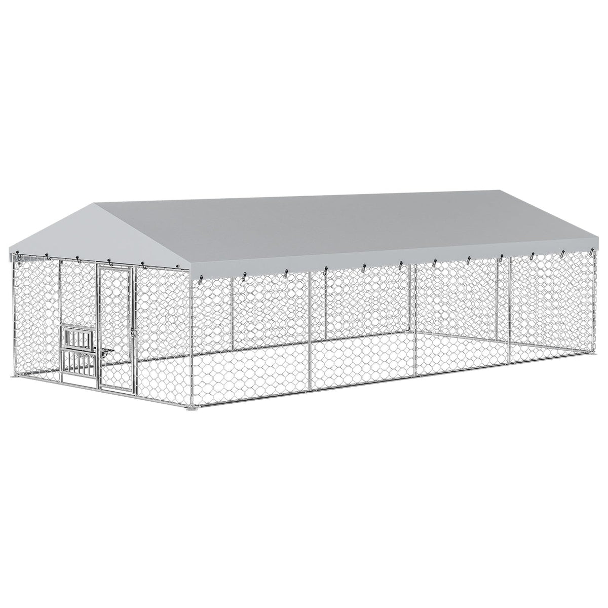 10×20FT Heavy Duty Chain Link Dog Kennel with Roof E374088