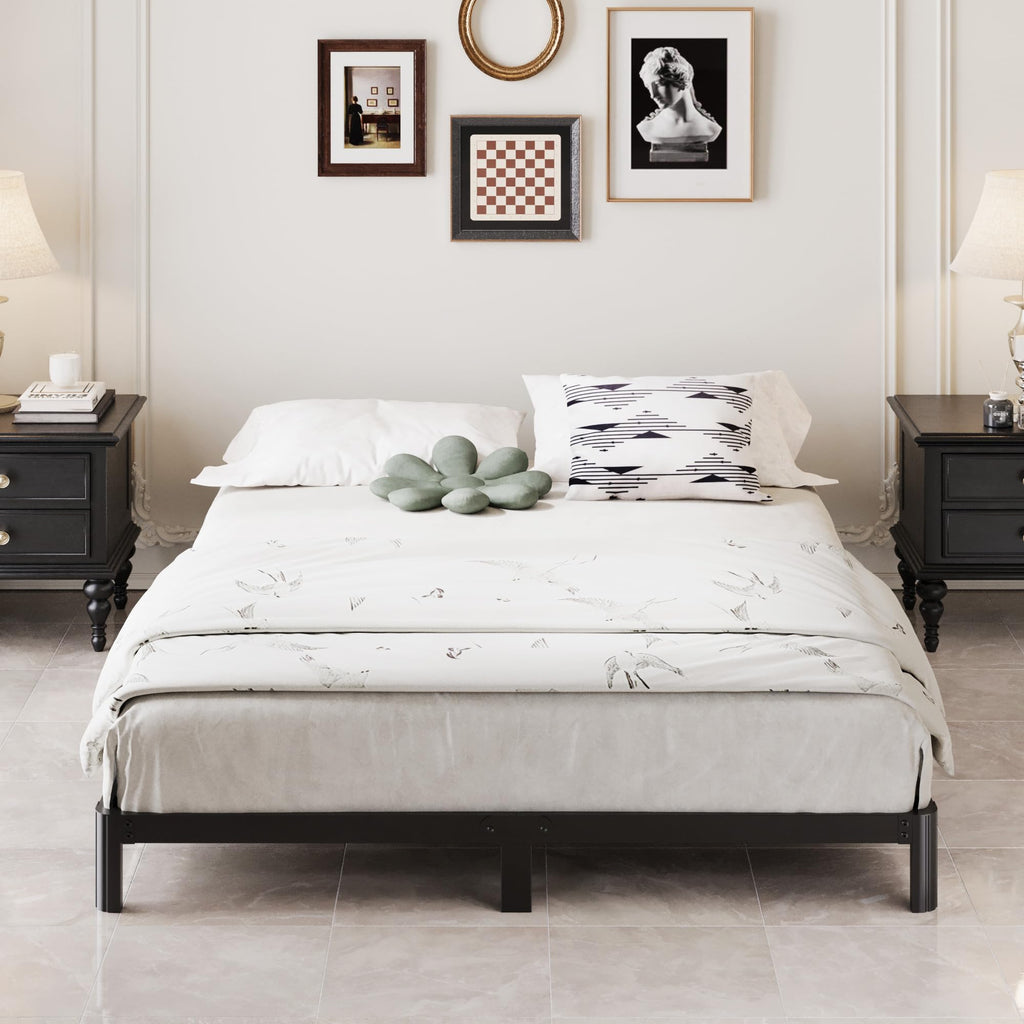 Black 7 Inch Queen Metal Platform Bed Frame N9328