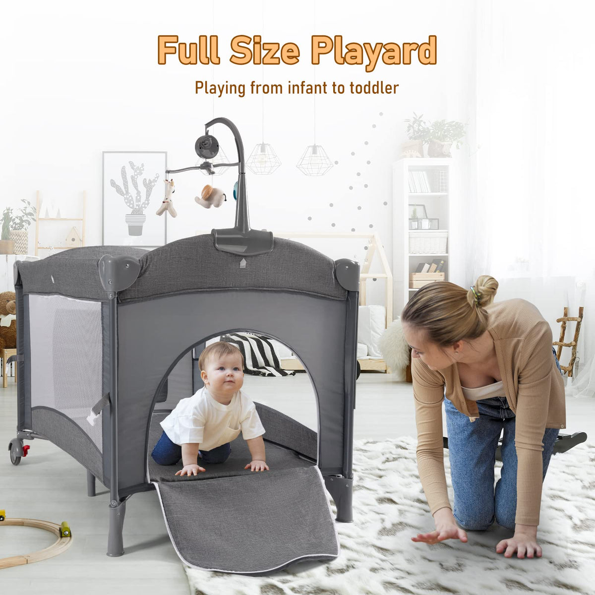 5-in-1 Baby Bassinet Bedside Sleeper Playard U24417