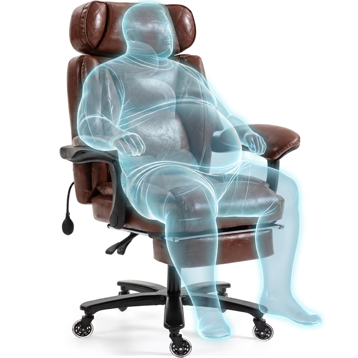Big and Tall Executive Office Chair with Footrest, Brown S723824