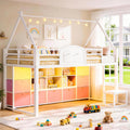 Twin Size Low Loft Bed with 9 Storage Drawers and Guardrail M39046