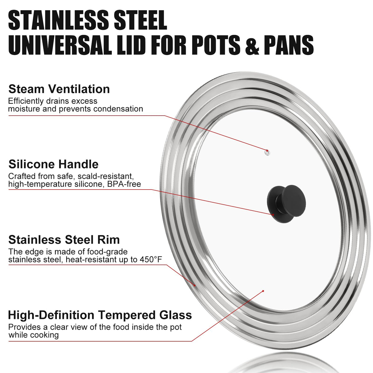 Universal Pan Lid for 11, 12 & 13 Inch Cookware L3752