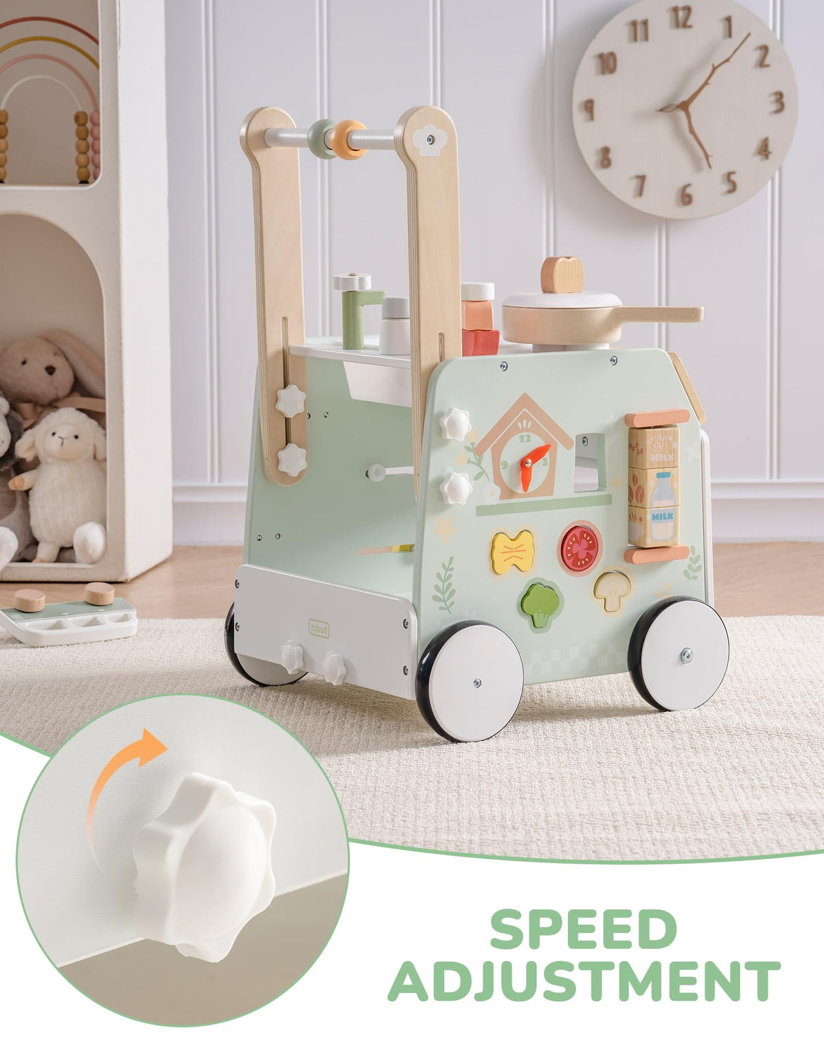 Wooden Baby Push Walker with Decelerator W225889