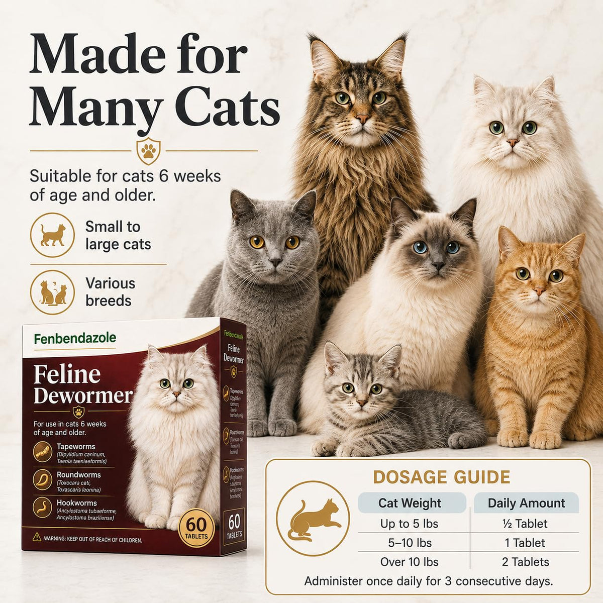 Cat Dewormer Tablets 60 Tablets W249901
