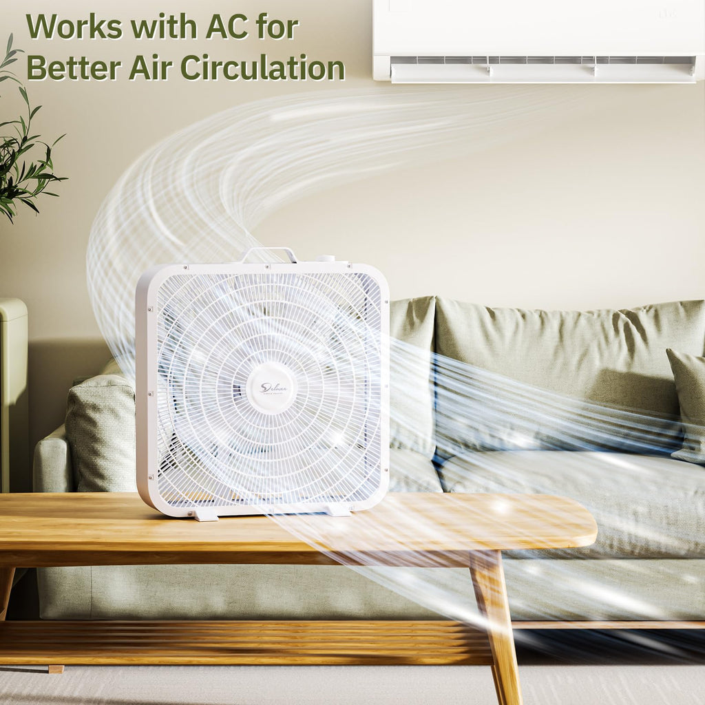 20” White 3-Speed Box Fan with Carry Handle X410