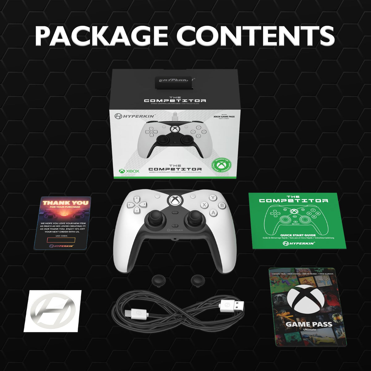 White Wired Controller with Hall Effect Joysticks Z319