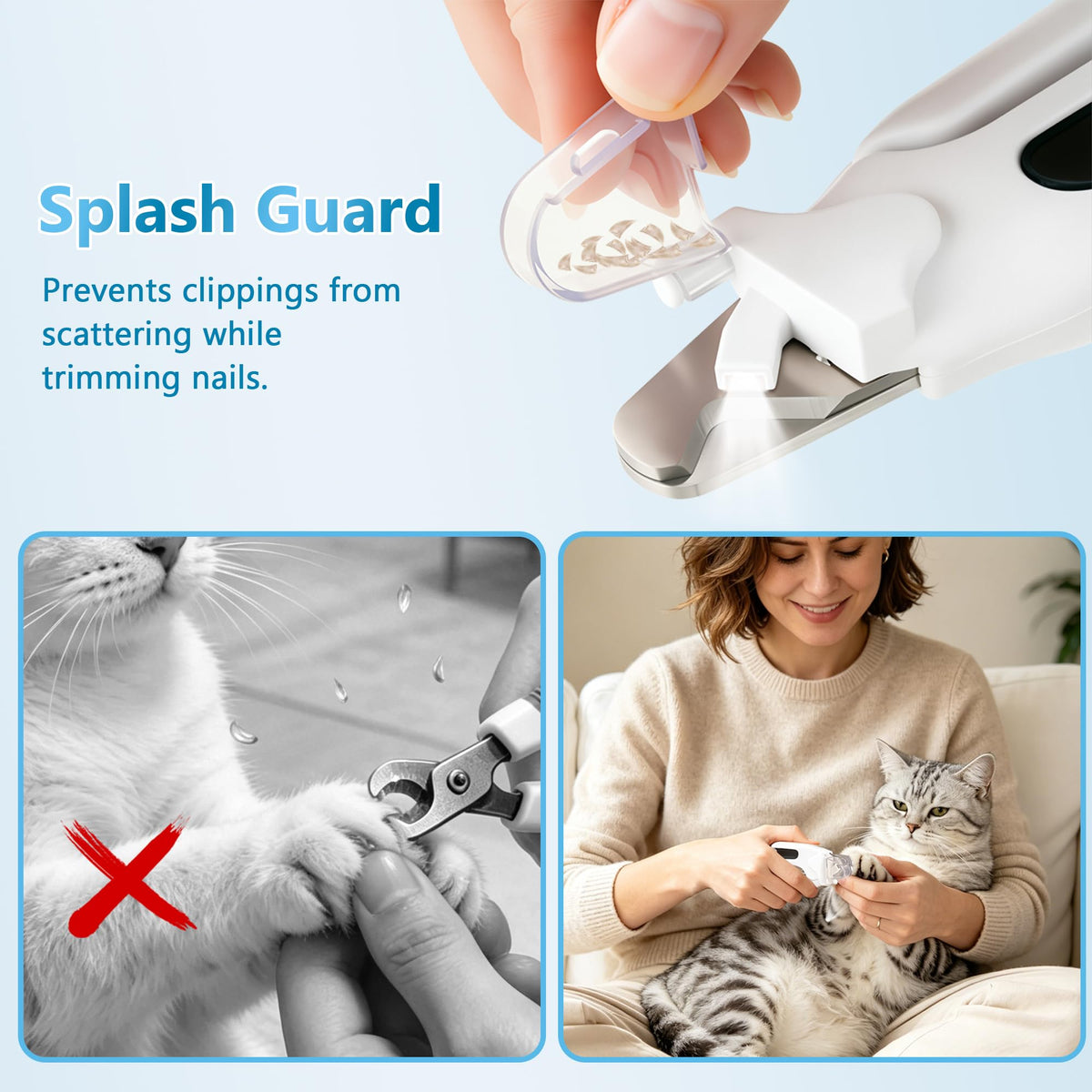 2-in-1 Quiet Electric Pet Nail Clipper & Grinder with Light B8718