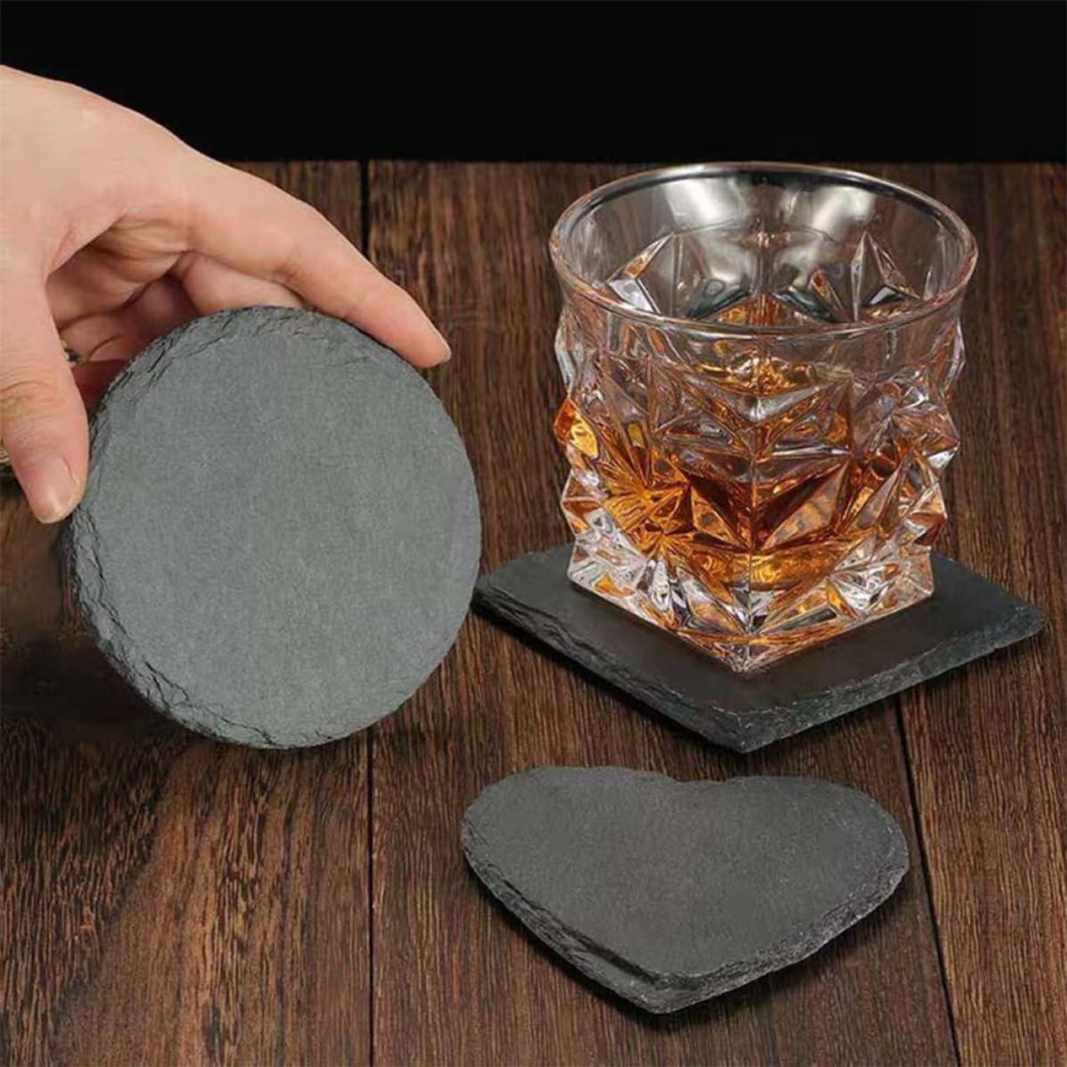 12 Pc Natural Stone Square Drink Coasters E858
