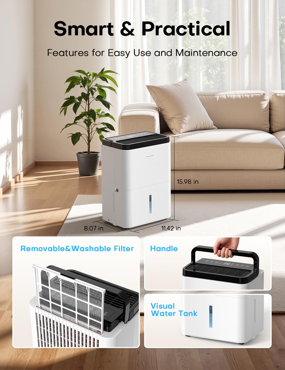 35 Pints Dehumidifier with Drain Hose D10145