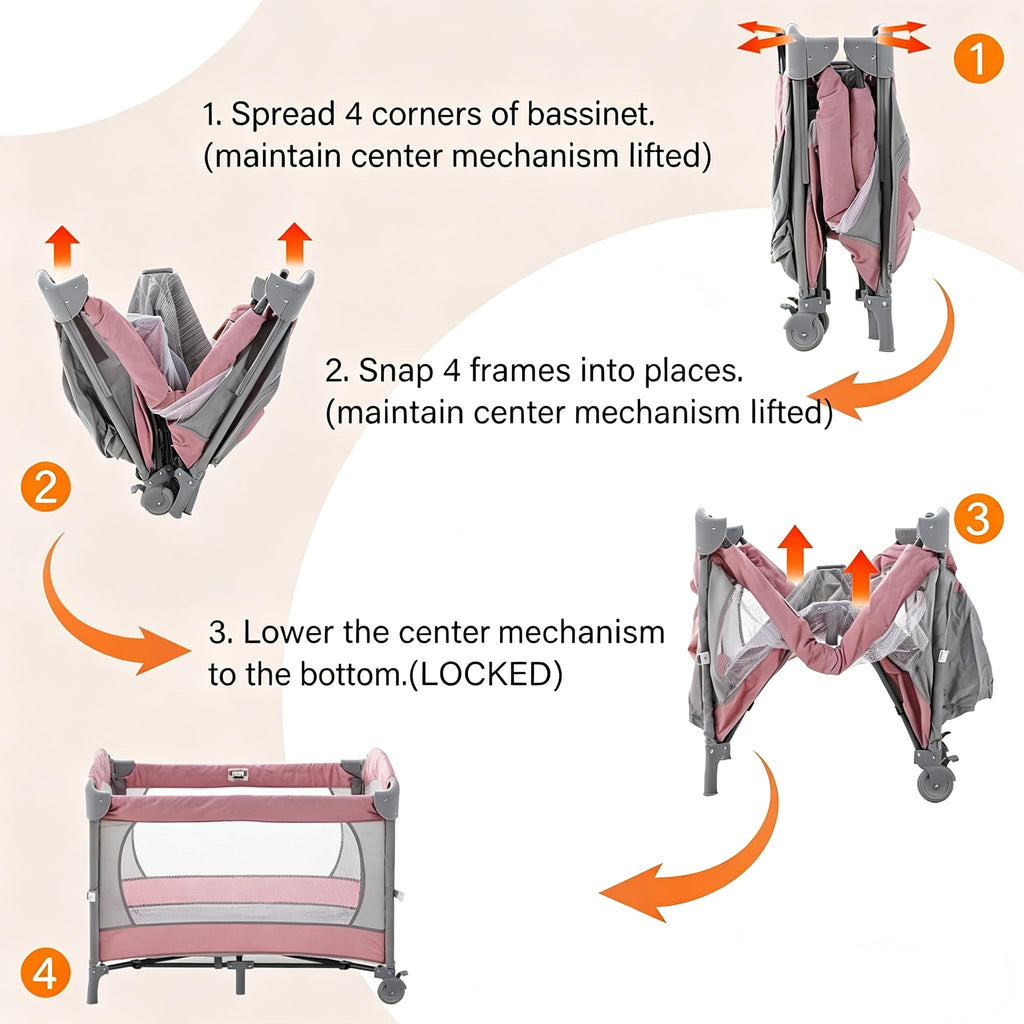 5 in 1 Baby Crib Bassinet Pack and Play G916