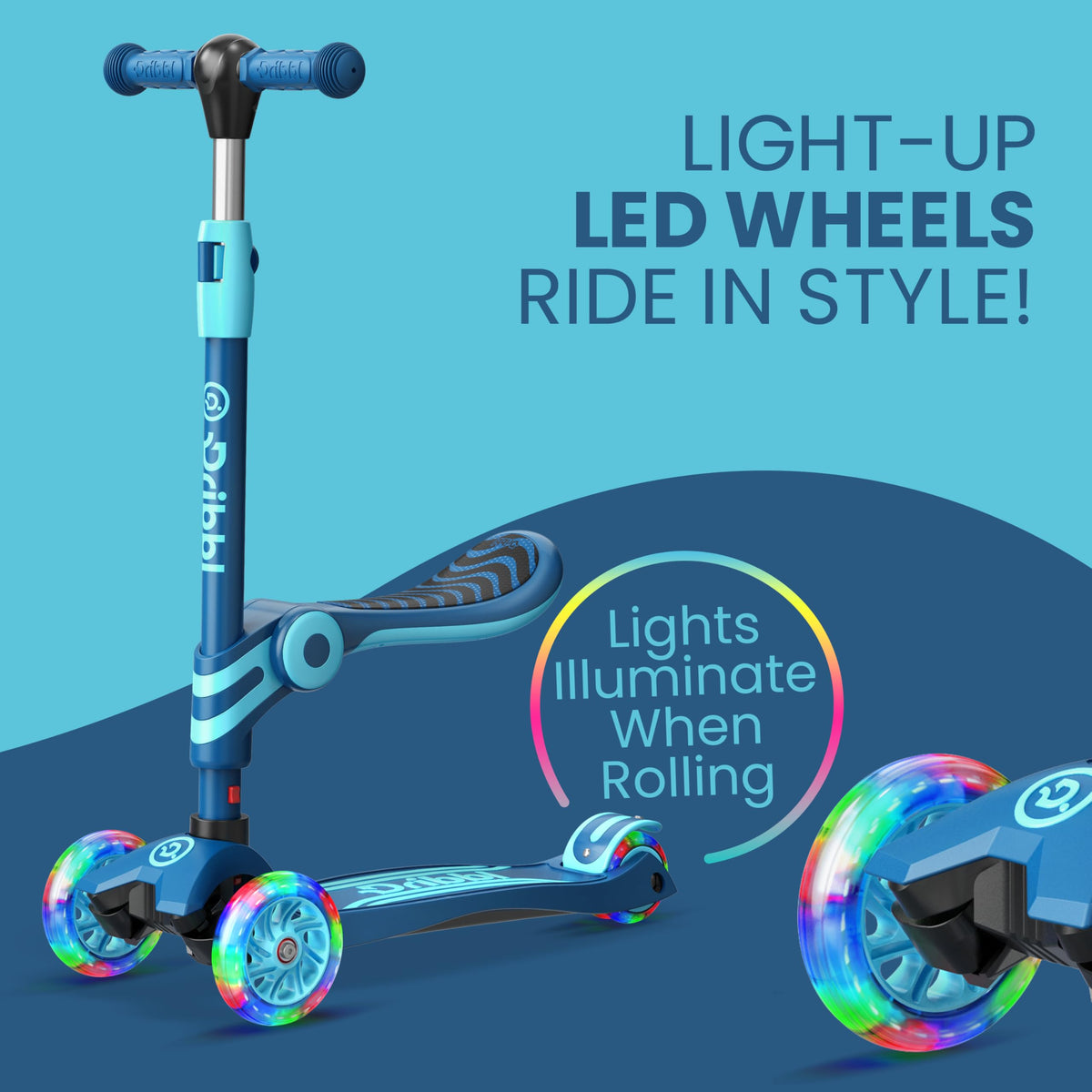 Blue 3 Wheel Scooter with Seat for Kids L67440