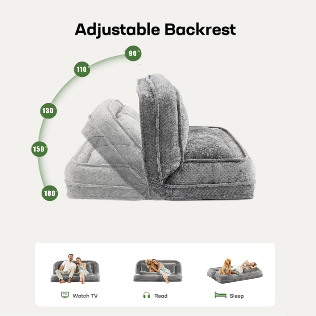 Light Gray Folding Floor Sofa Bed A756741