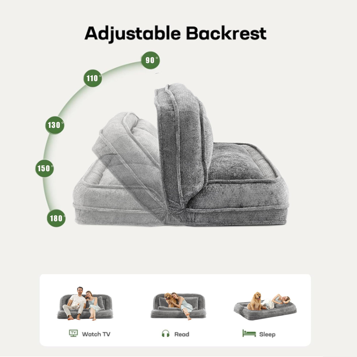 Light Gray Folding Floor Sofa Bed A756741