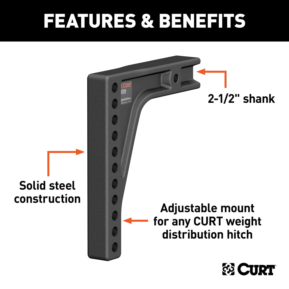 Weight Distribution Hitch Replacement Shank 2-1/2" Receiver 8" Drop Y1344