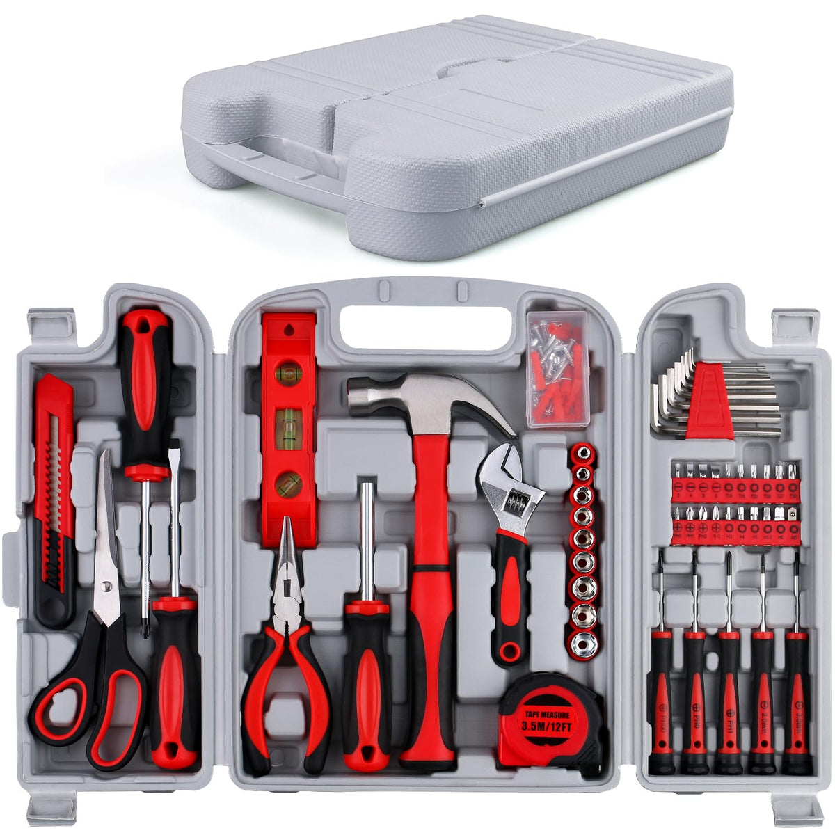 156-Piece All-Purpose Home Tool Kit in Foldable Toolbox A52813