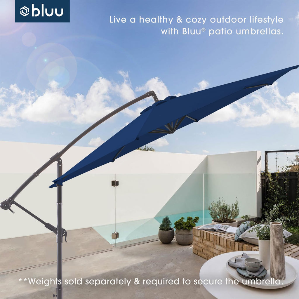 10 FT Navy Blue Patio Offset Umbrella F737543