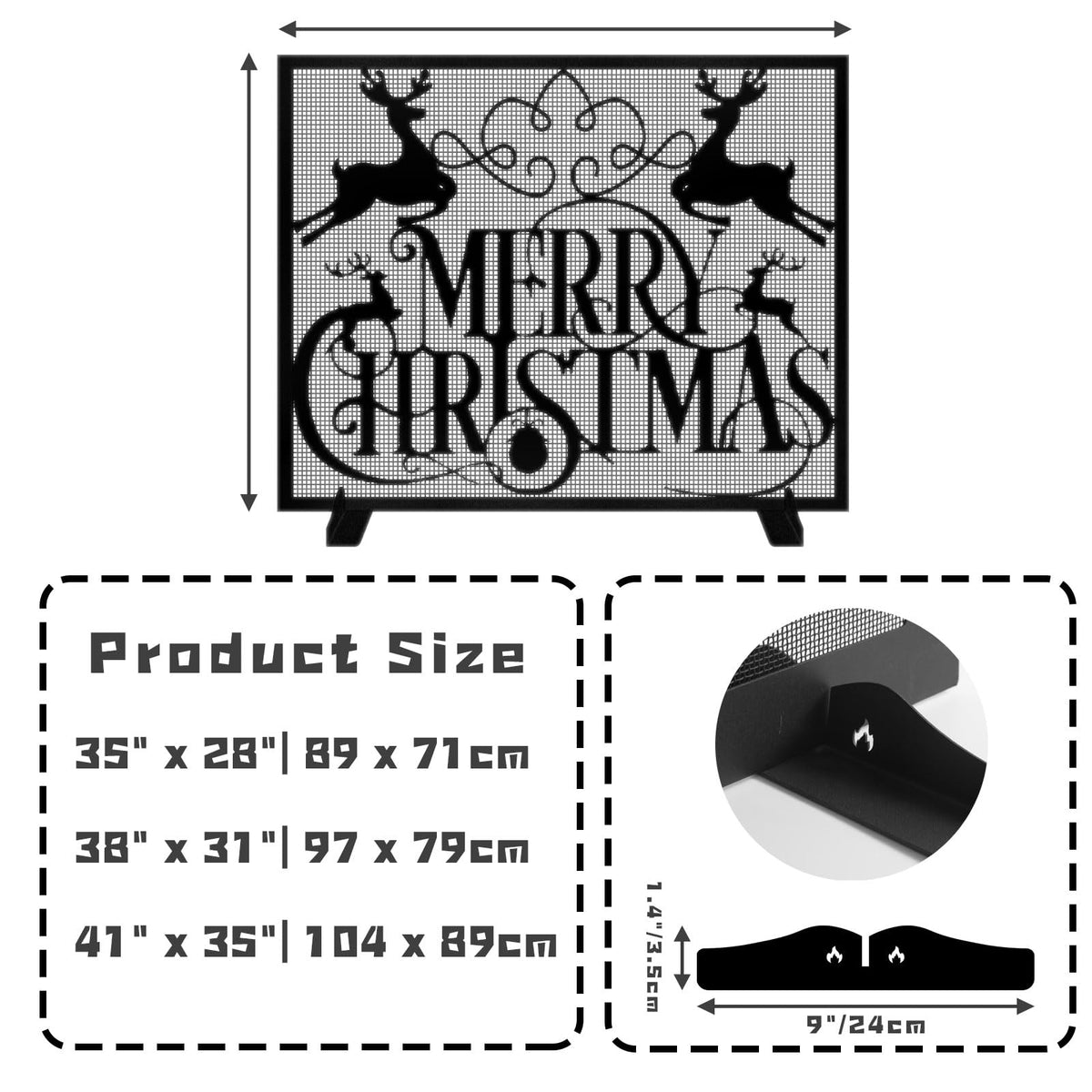 Christmas Fireplace Screen W855